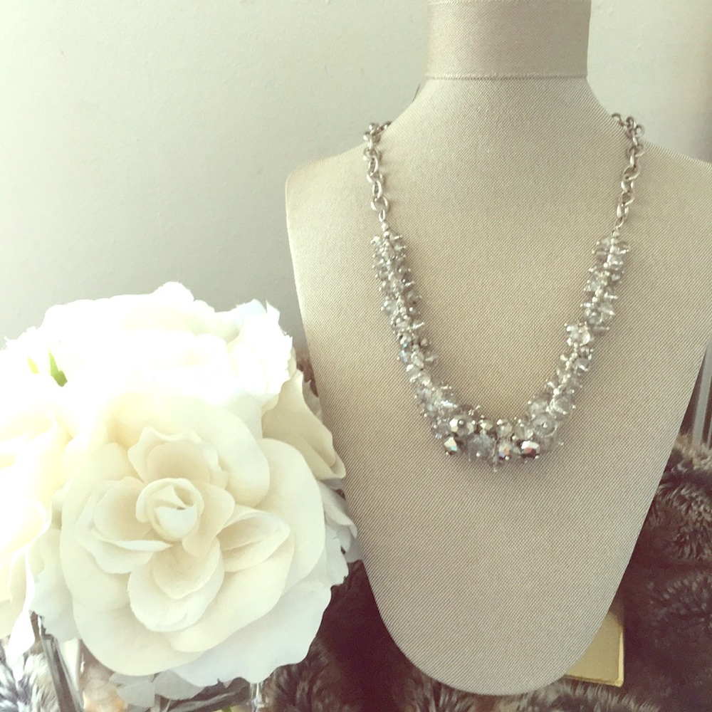 Beautiful clear, silver, and gray crystal necklace
